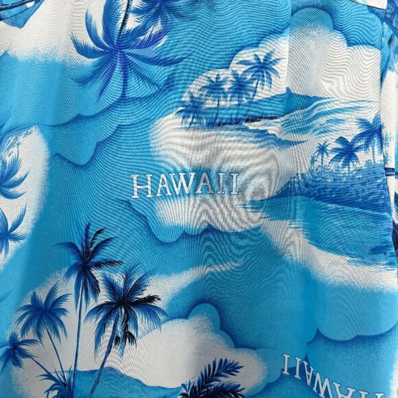 Hookano Vintage 60s Silk Hawaiian Shirt Palm Trees & Hawaii All Over Size L - Picture 5 of 7